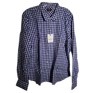 UNTUCKit Belleza Womens Size 8 Button Up Long Sleeve Blue Gingham Collared Top